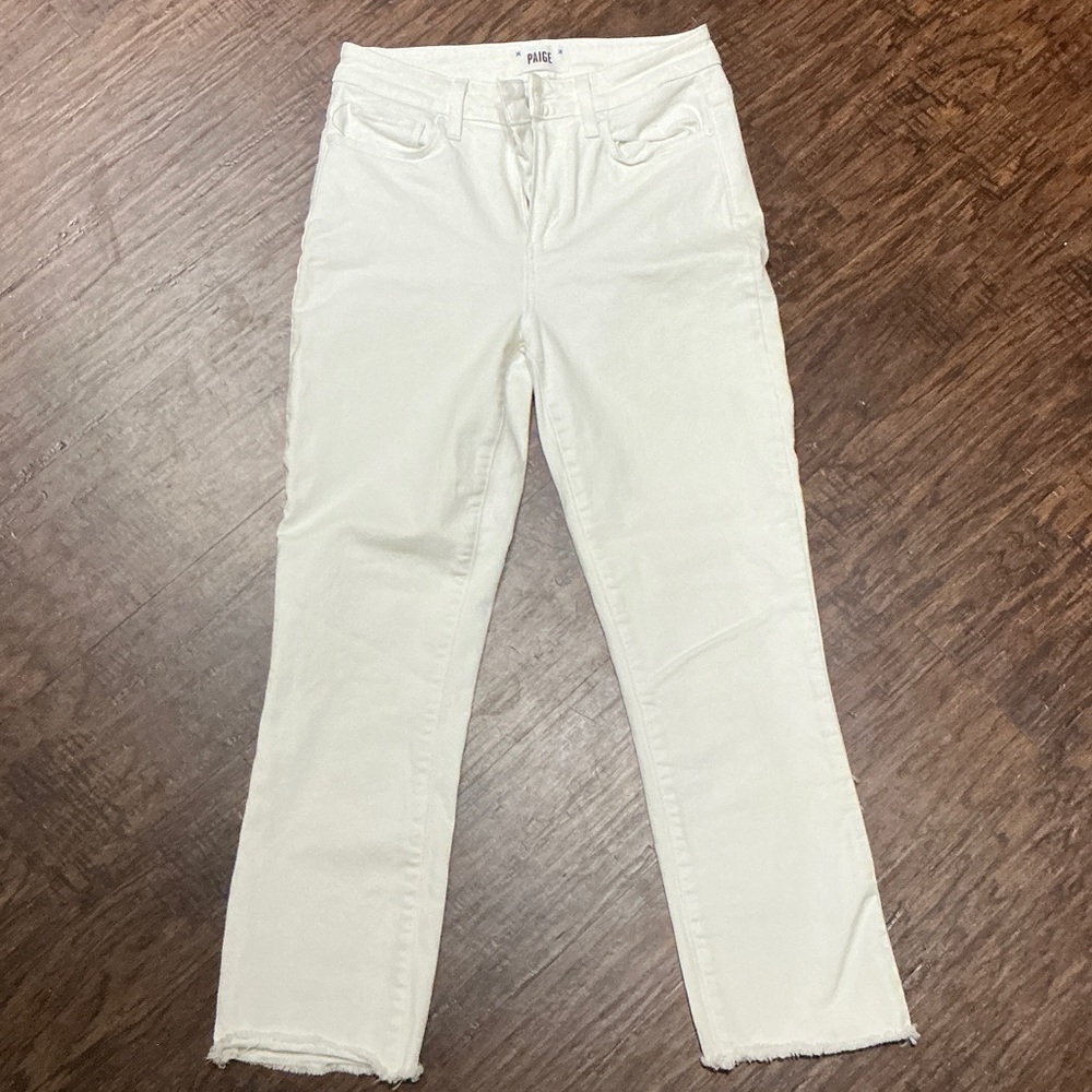 PAIGE Women's Cream Straight Leg Jeans